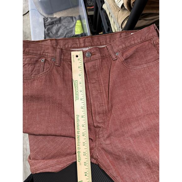 Levi’s 501 White Oak Cone Denim Straight Leg Button Fly Jeans Red 40x34 / 38x33 - Picture 8 of 14